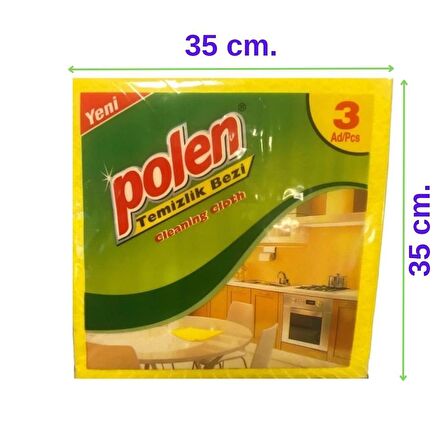 Polen 3'lü Sarı Temizlik Bezi 35 x 35 cm. x 3 Paket